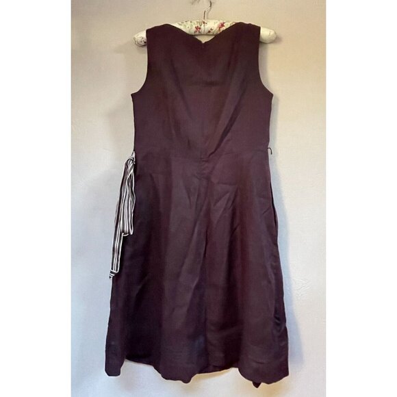 Banana Republic Women Brown Scoop Neck Sleeveless Belted Linen A-Line Dress Sz 8 - Picture 2 of 11